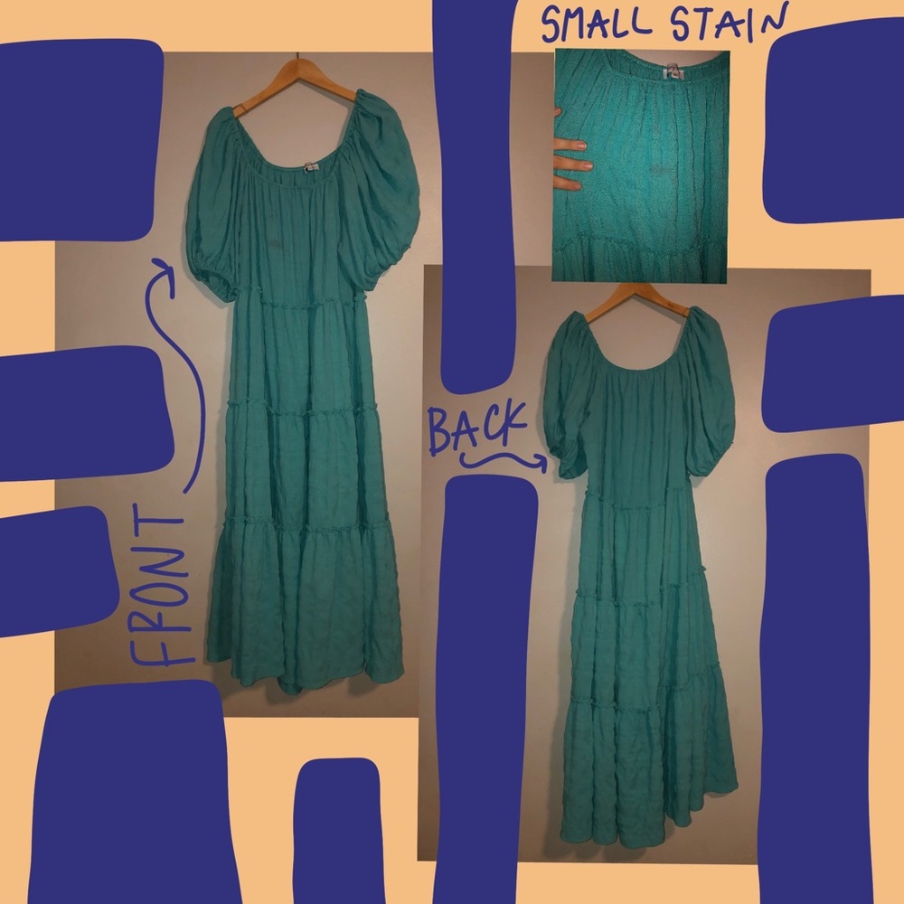CLASSY FLOWY TEAL MIDI DRESS